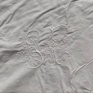 Antique Monogram Floral Embroidered Pillowcase